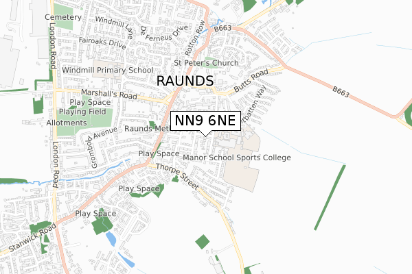 NN9 6NE map - small scale - OS Open Zoomstack (Ordnance Survey)