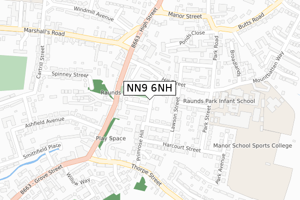 NN9 6NH map - large scale - OS Open Zoomstack (Ordnance Survey)