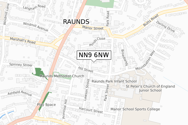 NN9 6NW map - large scale - OS Open Zoomstack (Ordnance Survey)