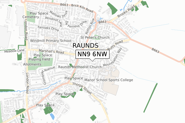 NN9 6NW map - small scale - OS Open Zoomstack (Ordnance Survey)