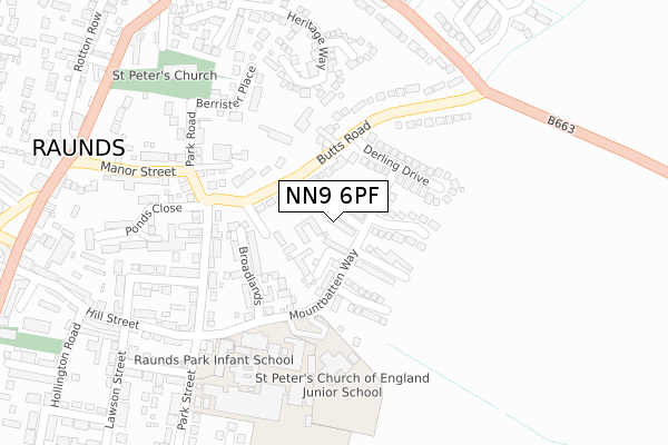 NN9 6PF map - large scale - OS Open Zoomstack (Ordnance Survey)