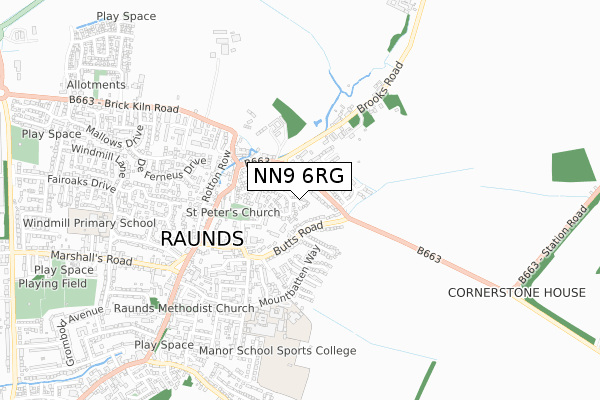 NN9 6RG map - small scale - OS Open Zoomstack (Ordnance Survey)