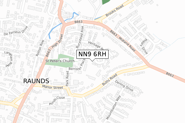 NN9 6RH map - large scale - OS Open Zoomstack (Ordnance Survey)