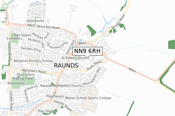 NN9 6RH map - small scale - OS Open Zoomstack (Ordnance Survey)