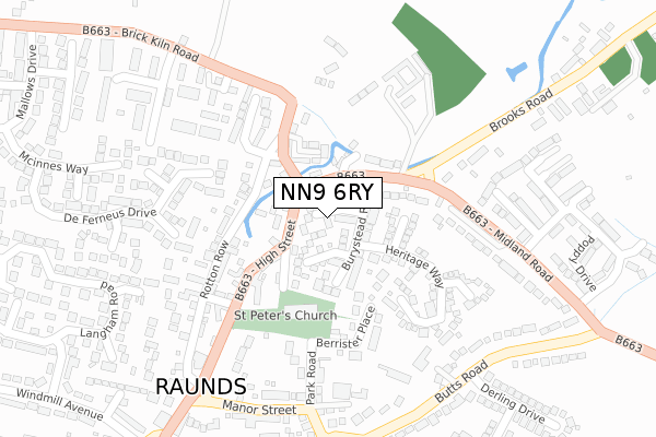 NN9 6RY map - large scale - OS Open Zoomstack (Ordnance Survey)