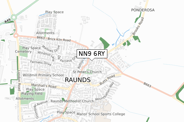 NN9 6RY map - small scale - OS Open Zoomstack (Ordnance Survey)