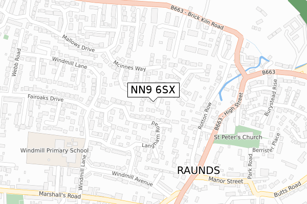 NN9 6SX map - large scale - OS Open Zoomstack (Ordnance Survey)