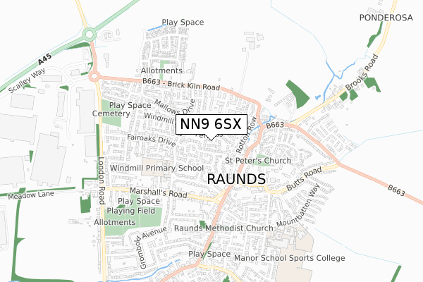 NN9 6SX map - small scale - OS Open Zoomstack (Ordnance Survey)