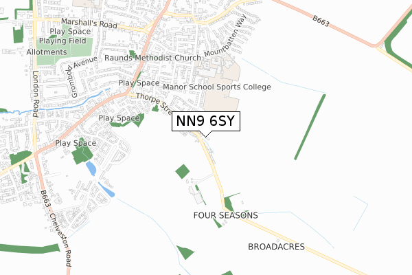 NN9 6SY map - small scale - OS Open Zoomstack (Ordnance Survey)