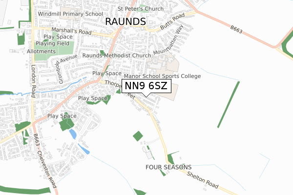 NN9 6SZ map - small scale - OS Open Zoomstack (Ordnance Survey)