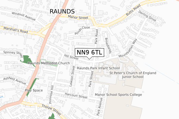 NN9 6TL map - large scale - OS Open Zoomstack (Ordnance Survey)