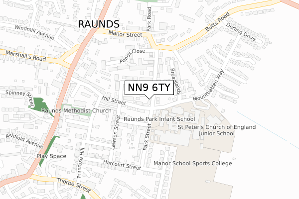 NN9 6TY map - large scale - OS Open Zoomstack (Ordnance Survey)