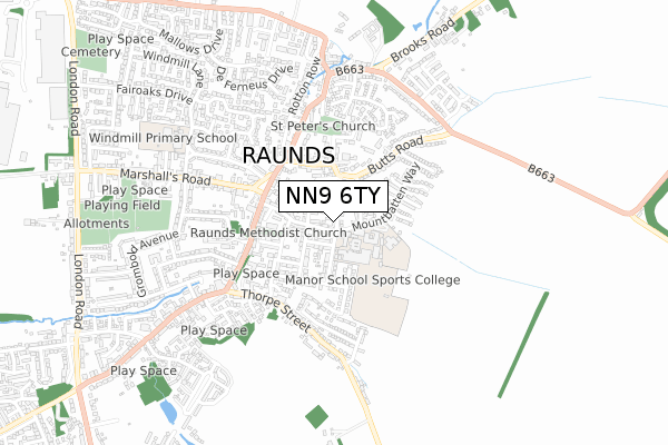 NN9 6TY map - small scale - OS Open Zoomstack (Ordnance Survey)