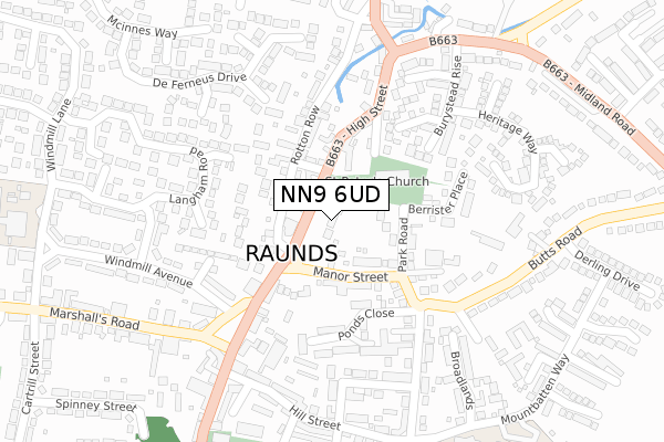 NN9 6UD map - large scale - OS Open Zoomstack (Ordnance Survey)