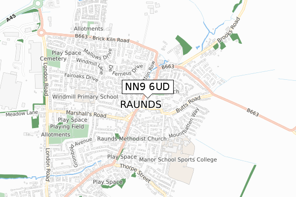 NN9 6UD map - small scale - OS Open Zoomstack (Ordnance Survey)