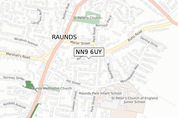 NN9 6UY map - large scale - OS Open Zoomstack (Ordnance Survey)