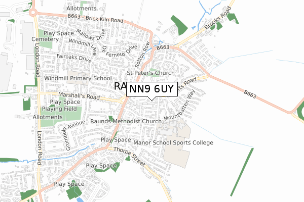 NN9 6UY map - small scale - OS Open Zoomstack (Ordnance Survey)