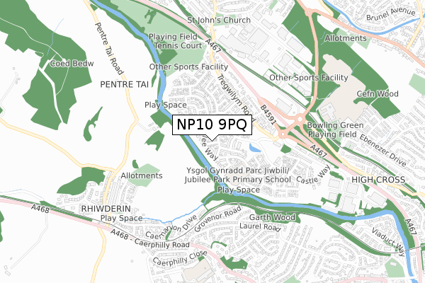 NP10 9PQ map - small scale - OS Open Zoomstack (Ordnance Survey)