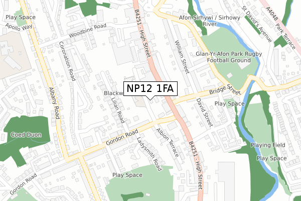 NP12 1FA map - large scale - OS Open Zoomstack (Ordnance Survey)