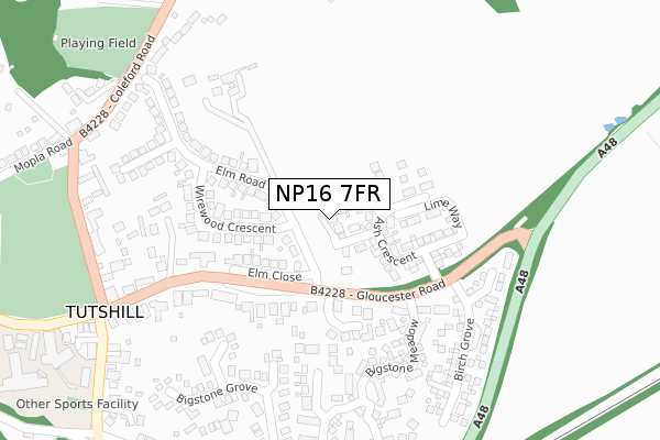 NP16 7FR map - large scale - OS Open Zoomstack (Ordnance Survey)