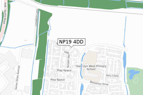 NP19 4DD map - large scale - OS Open Zoomstack (Ordnance Survey)