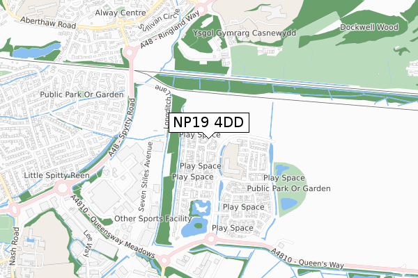 NP19 4DD map - small scale - OS Open Zoomstack (Ordnance Survey)