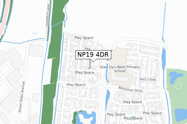 NP19 4DR map - large scale - OS Open Zoomstack (Ordnance Survey)