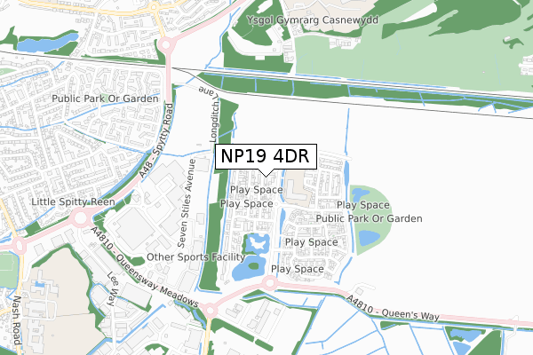 NP19 4DR map - small scale - OS Open Zoomstack (Ordnance Survey)