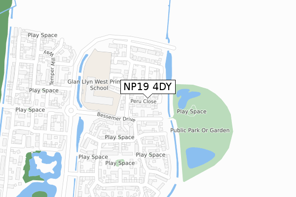 NP19 4DY map - large scale - OS Open Zoomstack (Ordnance Survey)