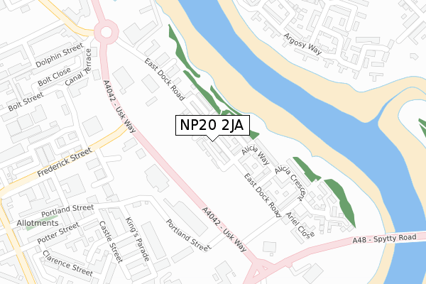 NP20 2JA map - large scale - OS Open Zoomstack (Ordnance Survey)