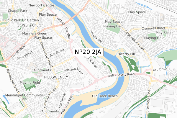 NP20 2JA map - small scale - OS Open Zoomstack (Ordnance Survey)