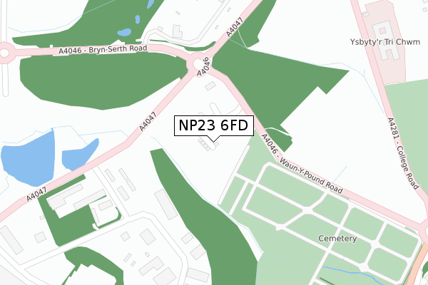 NP23 6FD map - large scale - OS Open Zoomstack (Ordnance Survey)