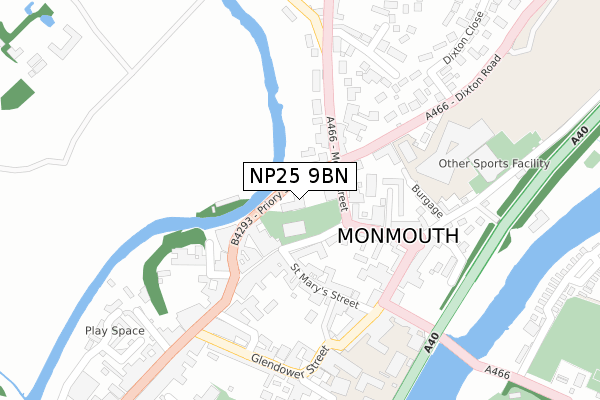 NP25 9BN map - large scale - OS Open Zoomstack (Ordnance Survey)