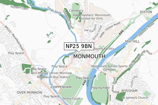 NP25 9BN map - small scale - OS Open Zoomstack (Ordnance Survey)