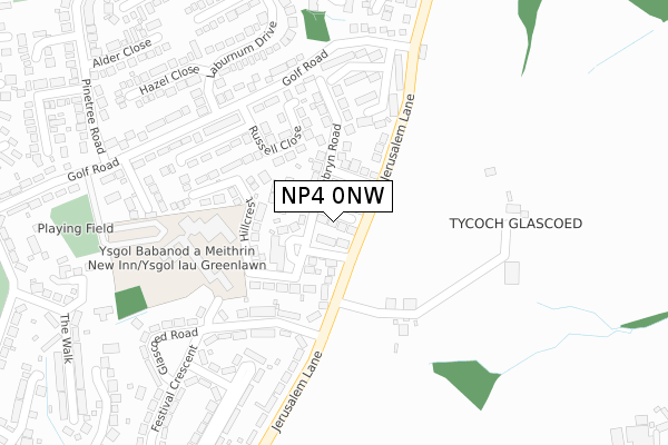 NP4 0NW map - large scale - OS Open Zoomstack (Ordnance Survey)