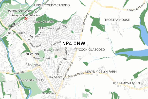 NP4 0NW map - small scale - OS Open Zoomstack (Ordnance Survey)