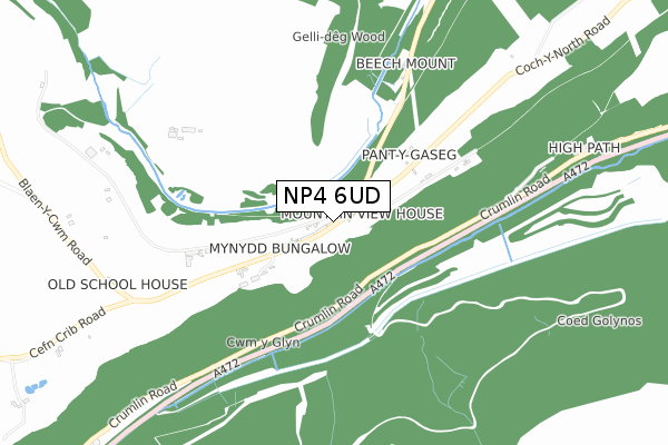 NP4 6UD map - small scale - OS Open Zoomstack (Ordnance Survey)