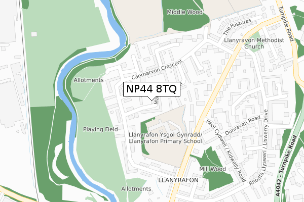 NP44 8TQ map - large scale - OS Open Zoomstack (Ordnance Survey)