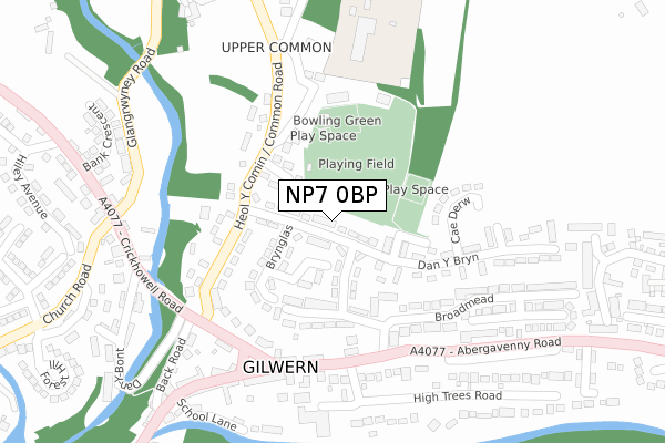 NP7 0BP map - large scale - OS Open Zoomstack (Ordnance Survey)