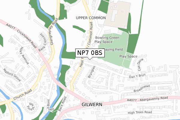 NP7 0BS map - large scale - OS Open Zoomstack (Ordnance Survey)