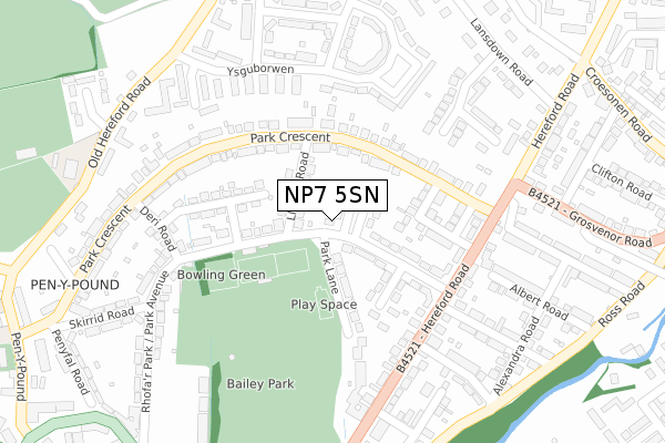 NP7 5SN map - large scale - OS Open Zoomstack (Ordnance Survey)