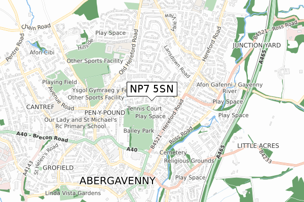 NP7 5SN map - small scale - OS Open Zoomstack (Ordnance Survey)