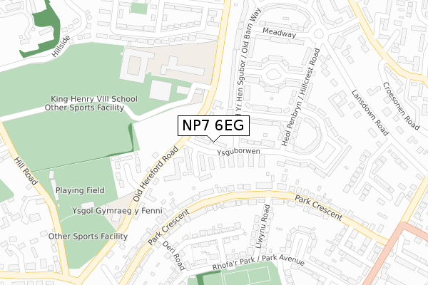 NP7 6EG map - large scale - OS Open Zoomstack (Ordnance Survey)