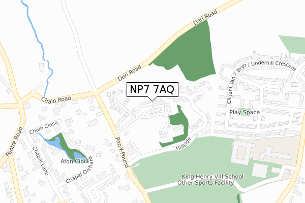 NP7 7AQ map - large scale - OS Open Zoomstack (Ordnance Survey)