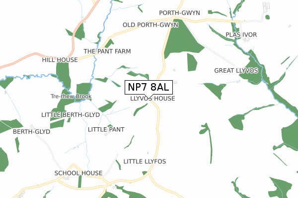 NP7 8AL map - small scale - OS Open Zoomstack (Ordnance Survey)