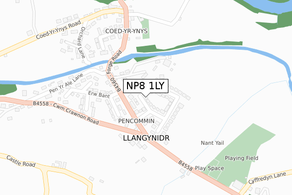 NP8 1LY map - large scale - OS Open Zoomstack (Ordnance Survey)