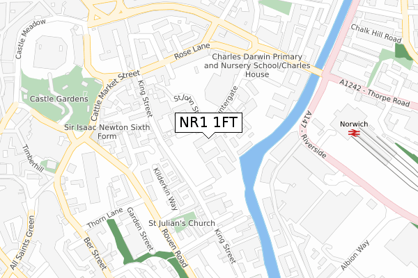 NR1 1FT map - large scale - OS Open Zoomstack (Ordnance Survey)