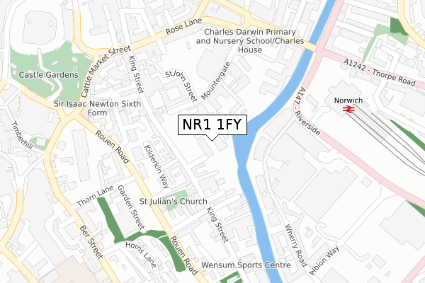 NR1 1FY map - large scale - OS Open Zoomstack (Ordnance Survey)