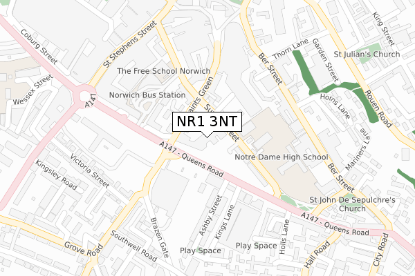 NR1 3NT map - large scale - OS Open Zoomstack (Ordnance Survey)