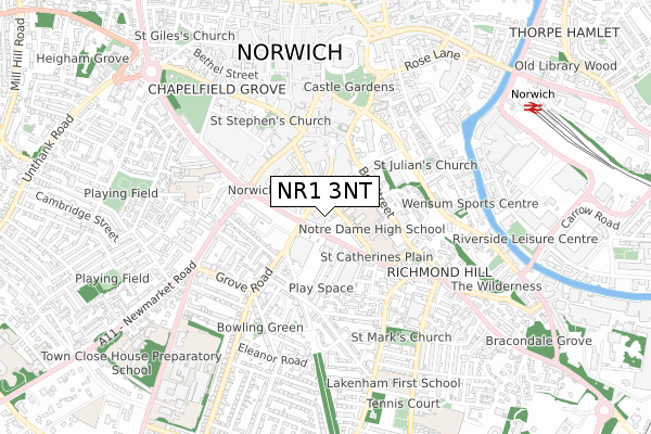 NR1 3NT map - small scale - OS Open Zoomstack (Ordnance Survey)